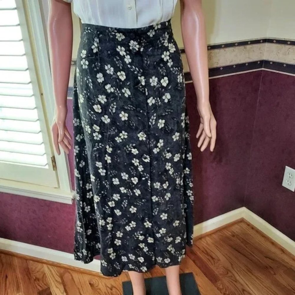 VINTAGE 90s SAG HARBOR FLORAL MIDI FRONT BUTTON DOWN SKIRT WITH BELT SIZE S NEW